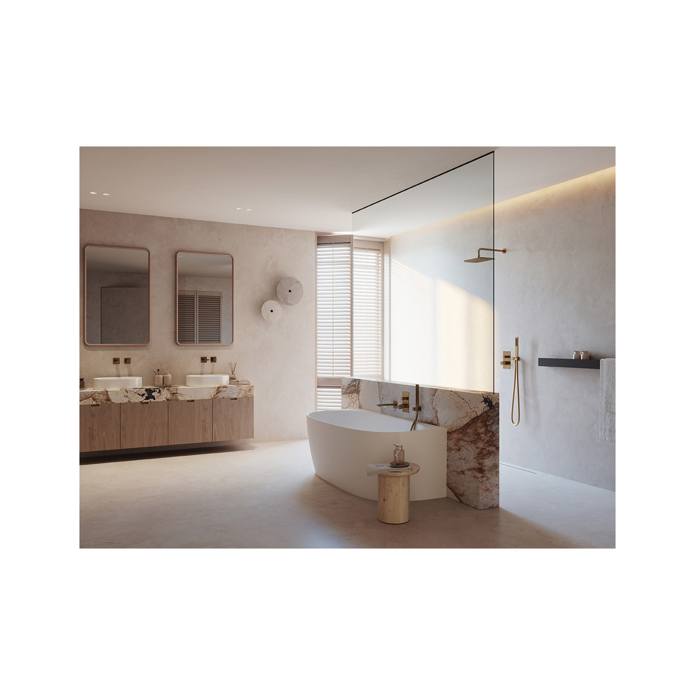 Komplet Natryskowy z Baterią Podtynkową TORES Złoto Szczotkowane Laveo Komplet Natryskowy z Baterią Podtynkową TORES Złoto Szczotkowane Laveo