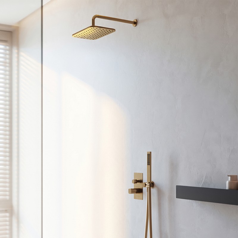 Komplet Natryskowy z Baterią Podtynkową TORES Złoto Szczotkowane Laveo Komplet Natryskowy z Baterią Podtynkową TORES Złoto Szczotkowane Laveo