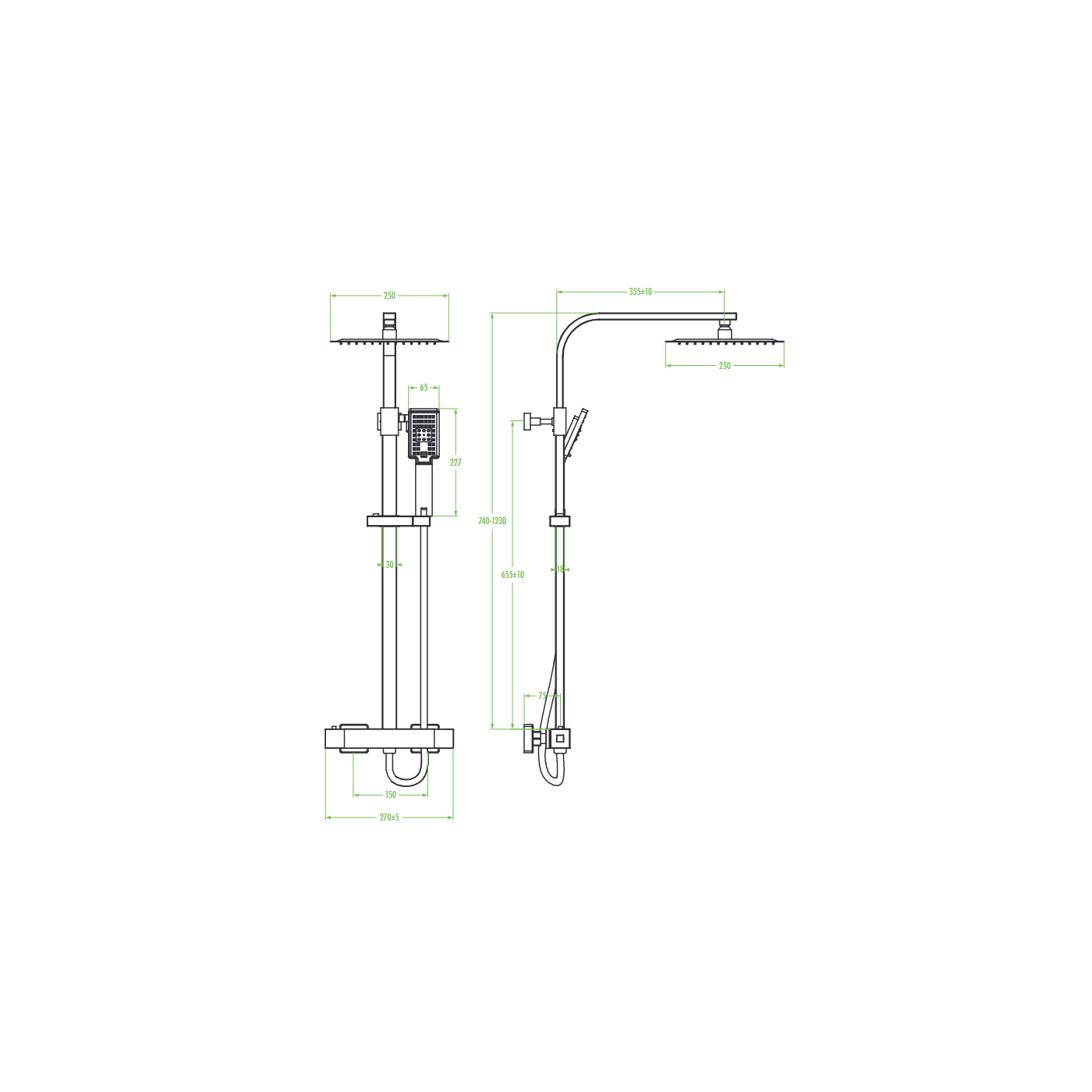 Kolumna Natryskowa Prysznicowa z Baterią Termostatyczną Chrom KVADRATO Laveo