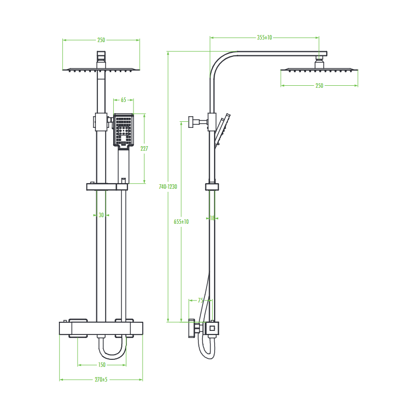 Kolumna Natryskowa Prysznicowa z Baterią Termostatyczną Chrom KVADRATO Laveo