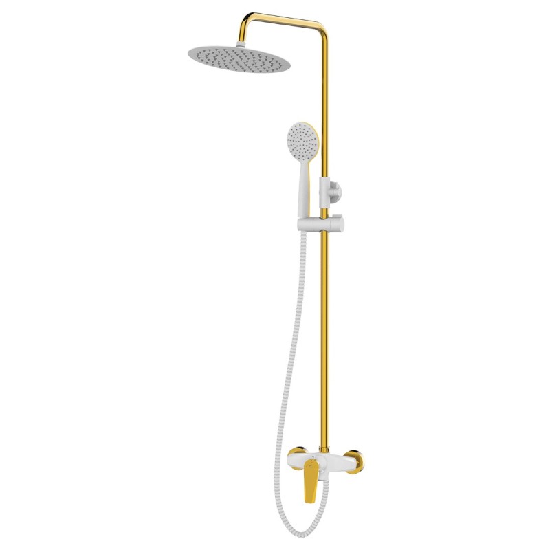 Kolumna Natryskowa Prysznicowa z Baterią Biało-Złota RUBIO Laveo