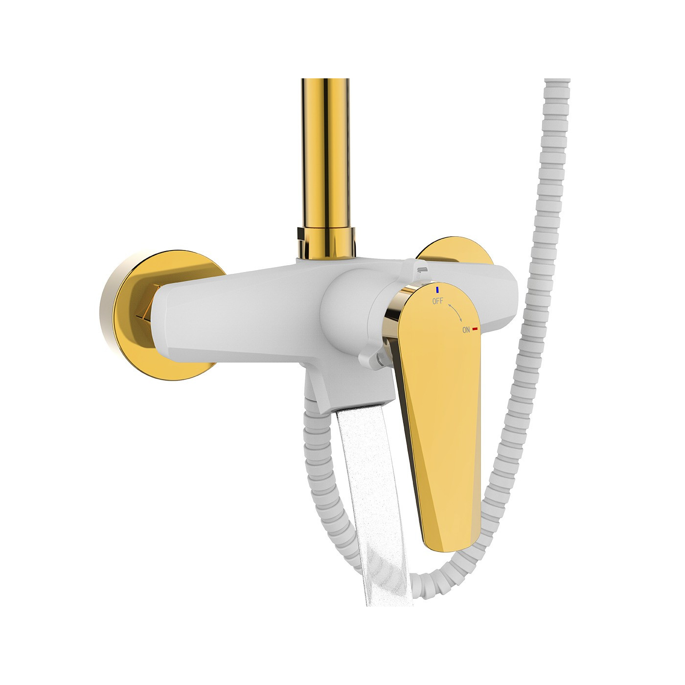 Kolumna Natryskowa Prysznicowa z Baterią Biało-Złota RUBIO Laveo