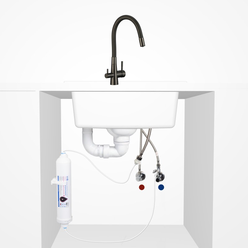 Bateria Filtrująca Wodę z Elastyczną Wylewką do Filtra Wody RIVECO