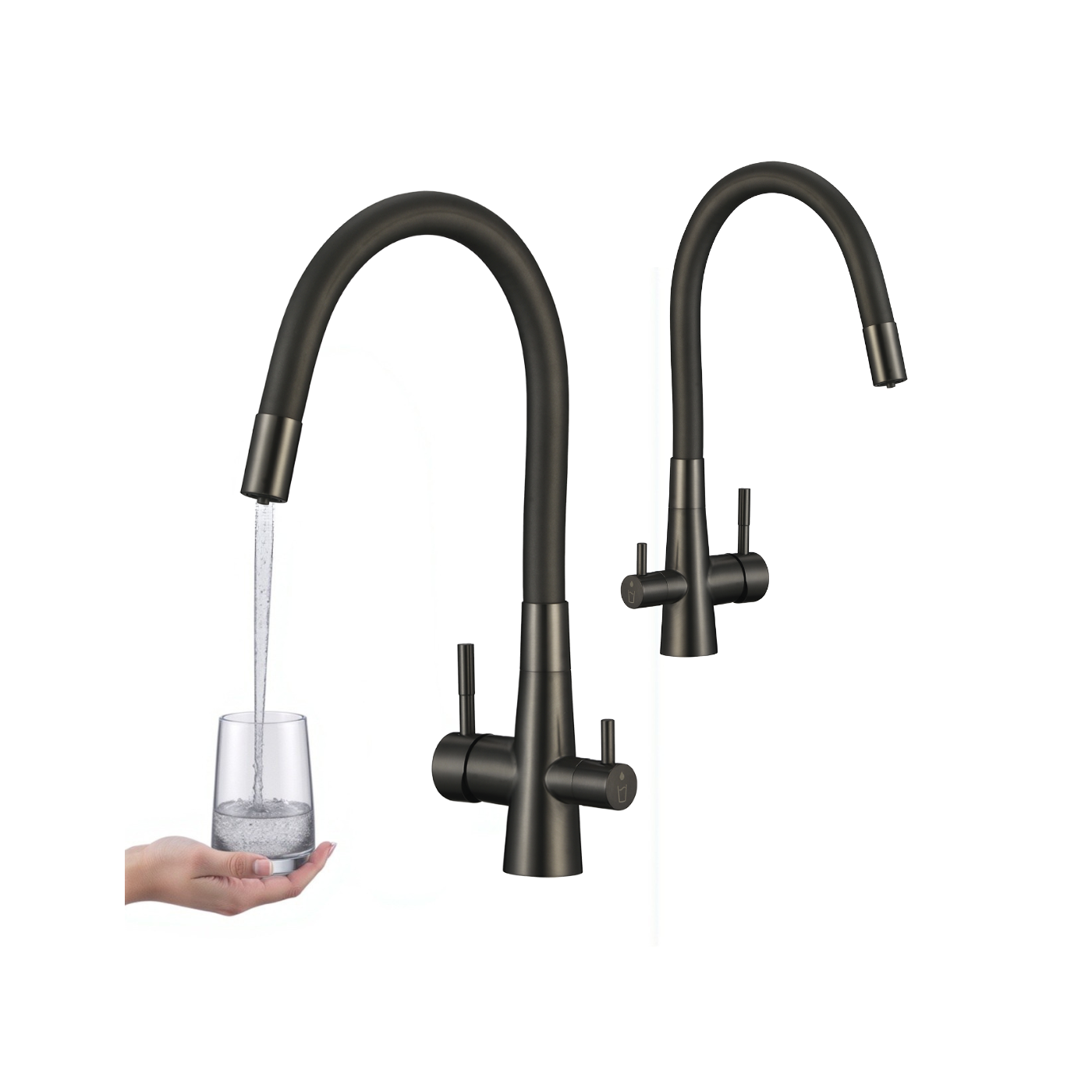 Bateria Kuchenna Riveco Filtr Stojąca Elastyczna Wylewka Grafit Czarny Bateria Kuchenna Riveco Filtr Stojąca Elastyczna Wylewka Grafit Czarny