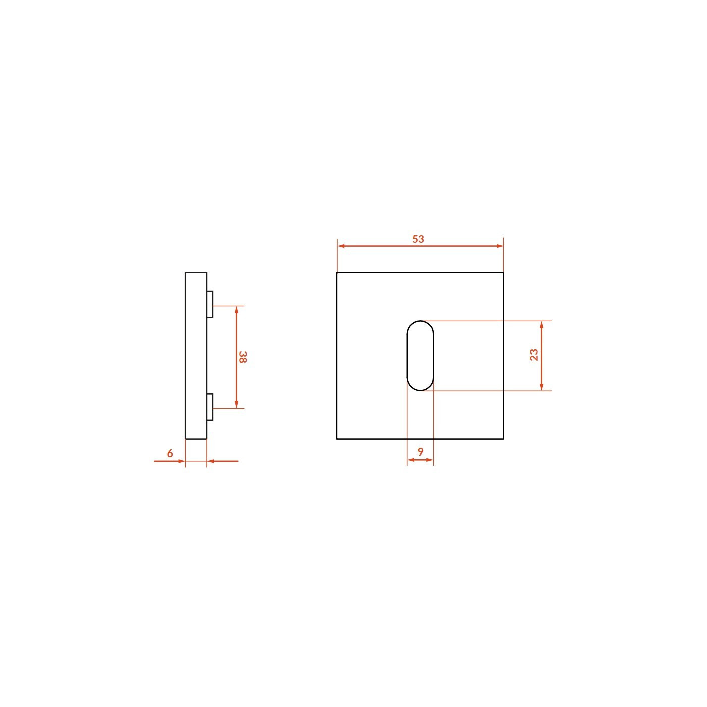 Rozeta Kwadratowa Klucz Szyld do Klamki Wewnętrznej Srebrna Kuchinox