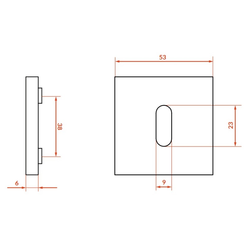 Rozeta Kwadratowa Klucz Szyld do Klamki Wewnętrznej Srebrna Kuchinox