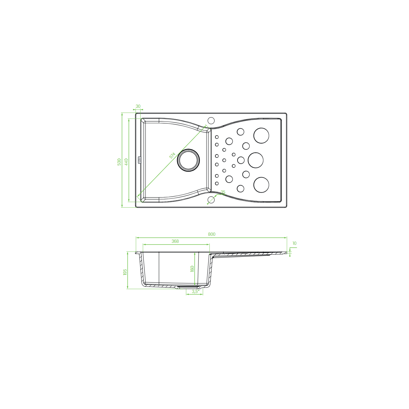 Zlew Zlewozmywak Granitowy Beżowy z Ociekaczem Laveo Molokin Wpuszczany