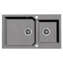 Zlewozmywak Granitowy 2 komorowy 50x86cm z syfonem Szary MILOS Laveo