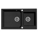Zlewozmywak Granitowy 2 komorowy 50x86cm z syfonem Czarny MILOS Laveo