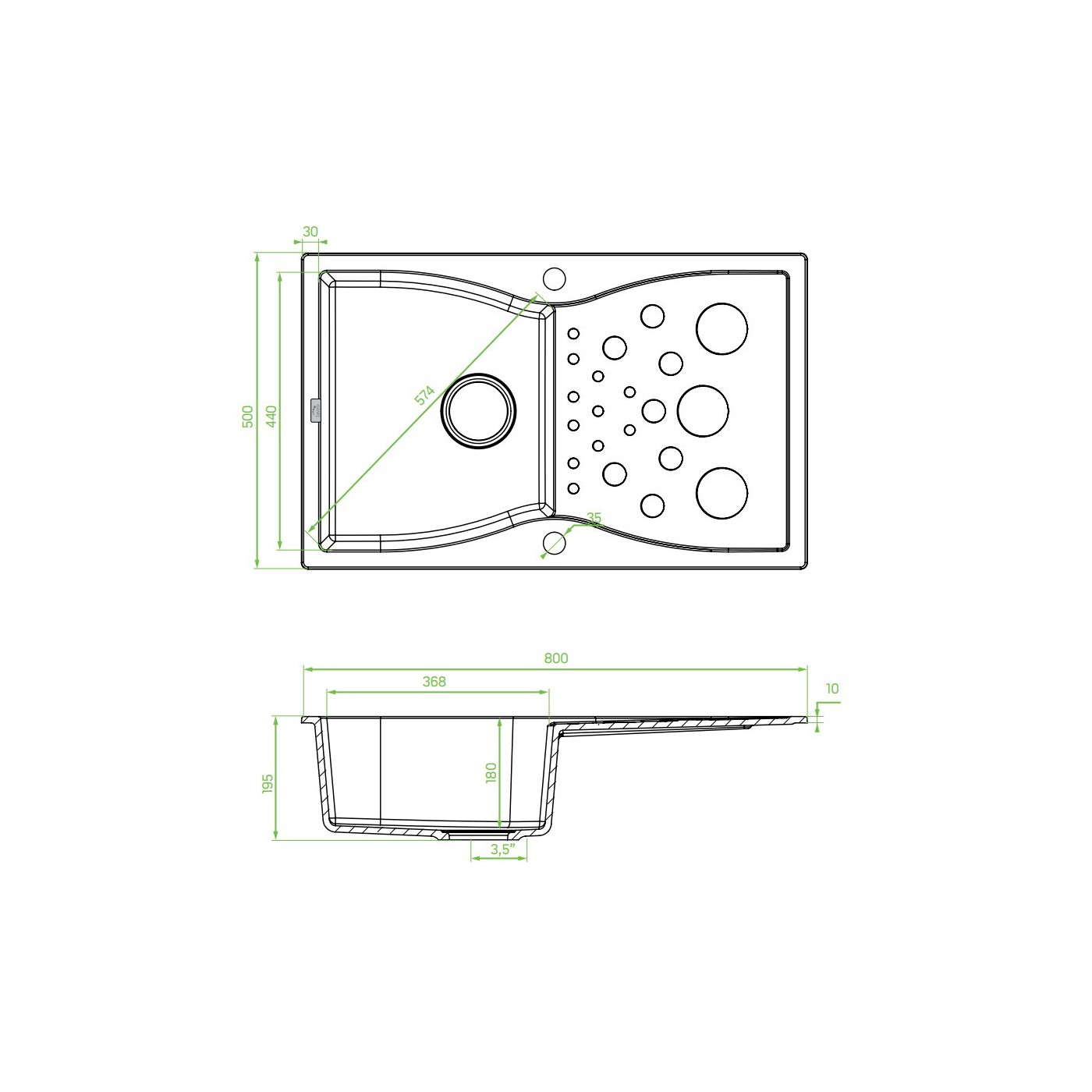 Zlew Zlewozmywak Granitowy Jednokomorowy z ociekaczem 50x80cm syfon Szary MOLOKIN Laveo Zlew Zlewozmywak Granitowy Jednokomorowy z ociekaczem 50x80cm syfon Szary MOLOKIN Laveo