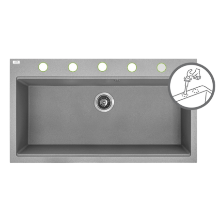 Zlewozmywak Granitowy 1 komorowy 50x90cm z syfonem Szary TAU Laveo