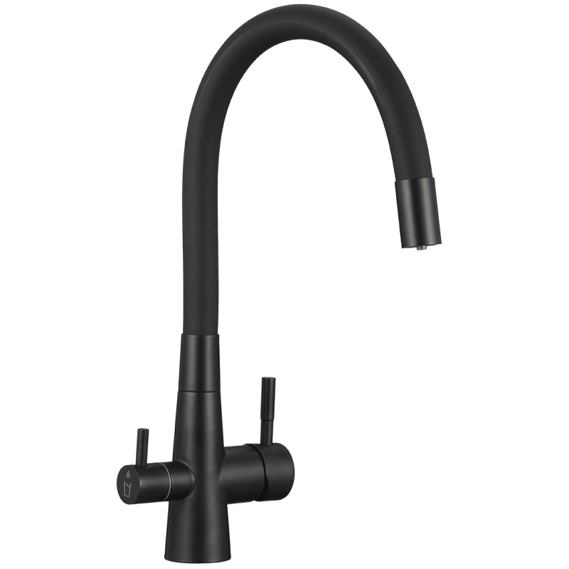 Bateria Kuchenna Riveco Czarna Filtr Wody Elastyczna Wylewka Stojąca