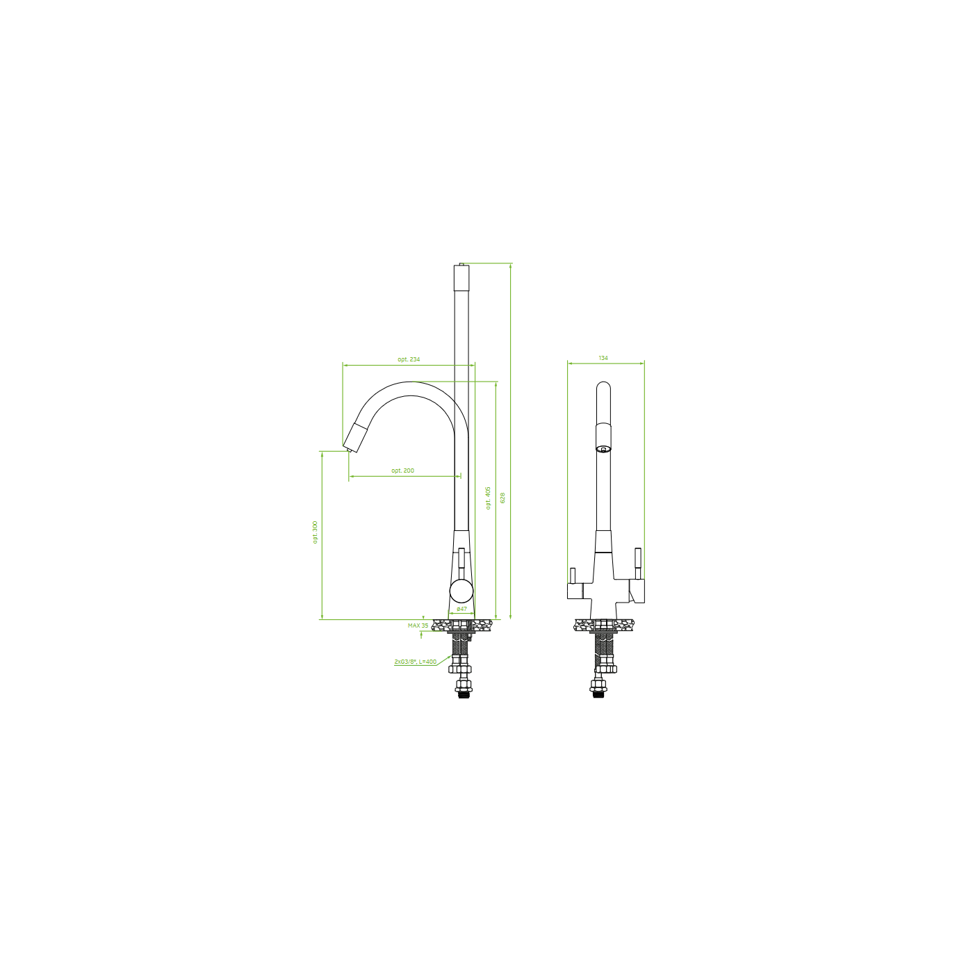 Bateria Kuchenna Riveco Czarna Filtr Wody Elastyczna Wylewka Stojąca
