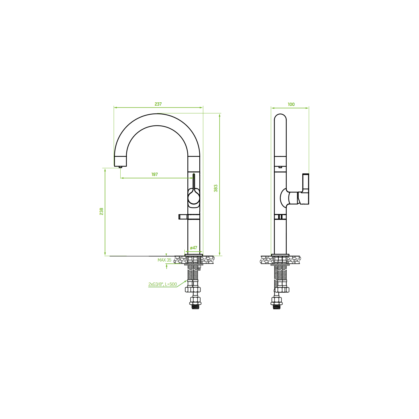 Bateria Zlewozmywakowa Pureco Kuchenna Czarna Stojąca do Filtra Wody