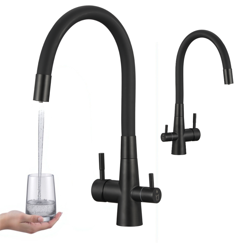 Bateria Filtrująca Wodę Z Elastyczną Wylewką Riveco Czarna