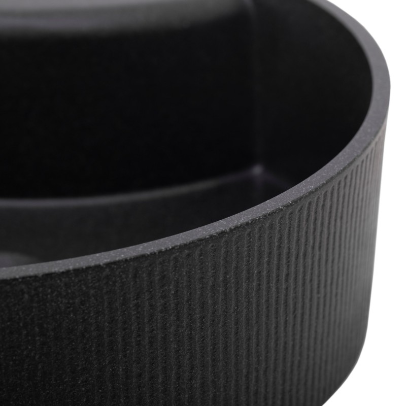 Umywalka Nablatowa Granitowa Umywalka Czarna do Łazienki Laveo Cliff