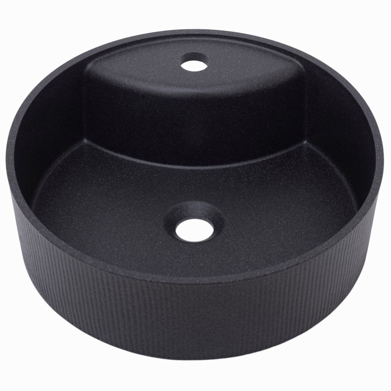 Umywalka Nablatowa Granitowa Umywalka Czarna do Łazienki Laveo Cliff