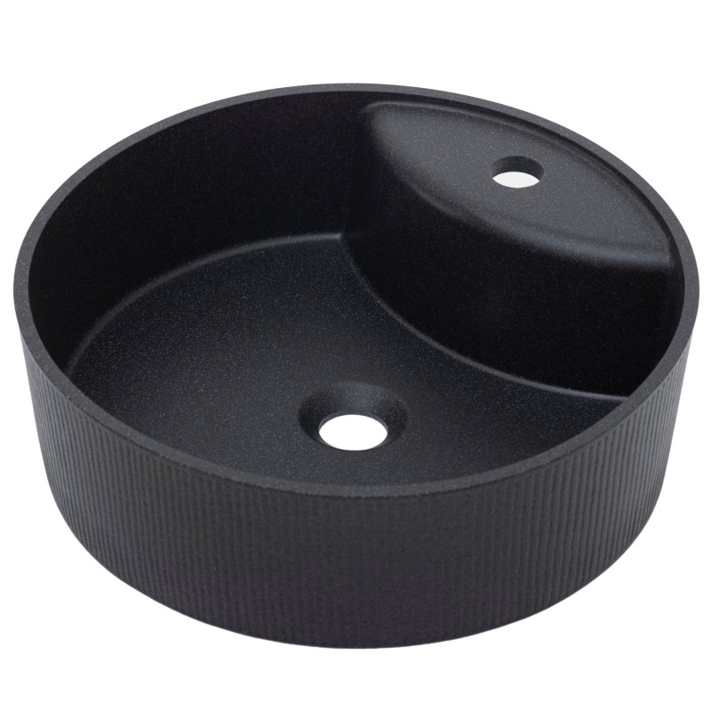 Umywalka Nablatowa Granitowa Umywalka Czarna do Łazienki Laveo Cliff