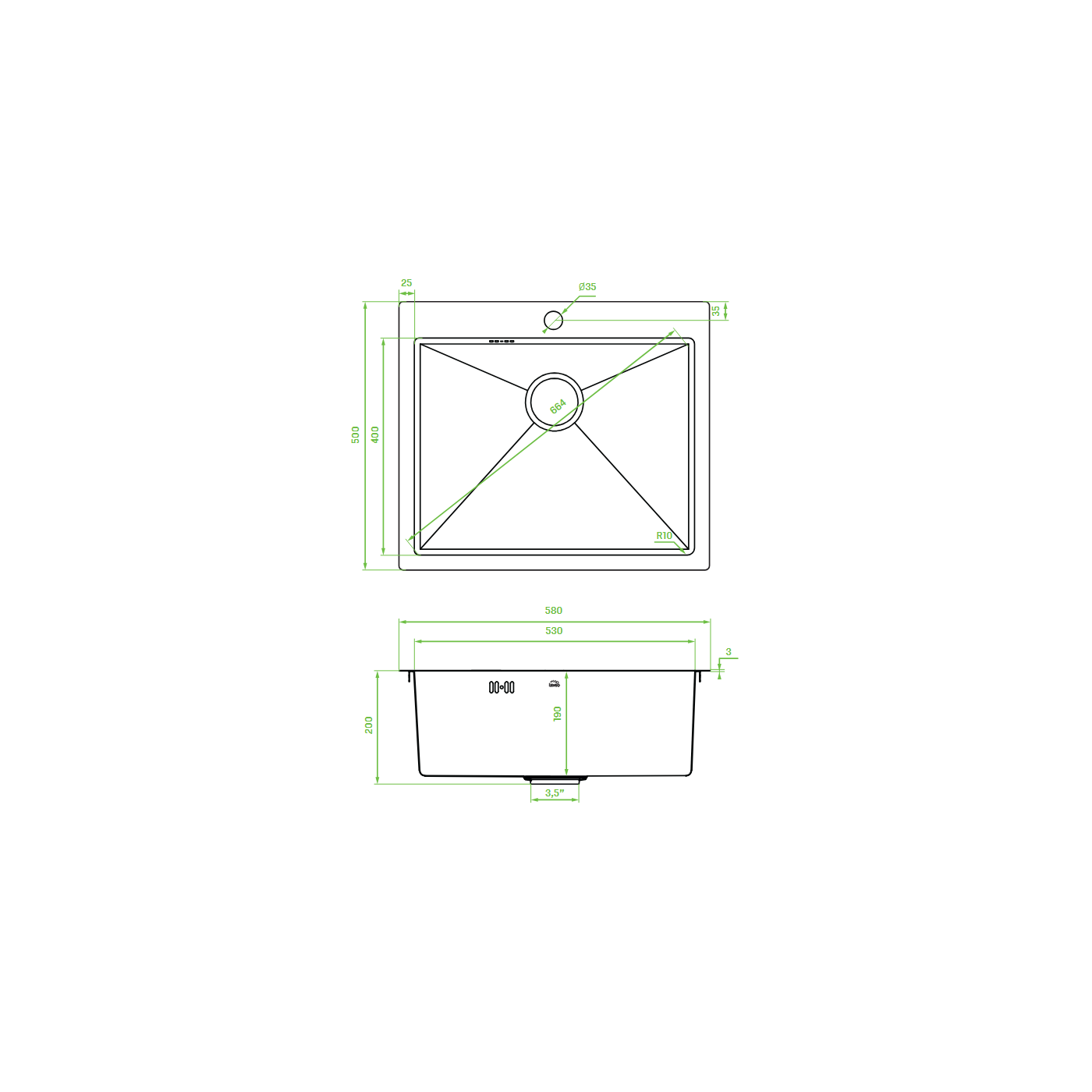 Zlewozmywak Stalowy Jednokomorowy Wpuszczany MALAWI Zlewozmywak Stalowy Jednokomorowy Wpuszczany MALAWI