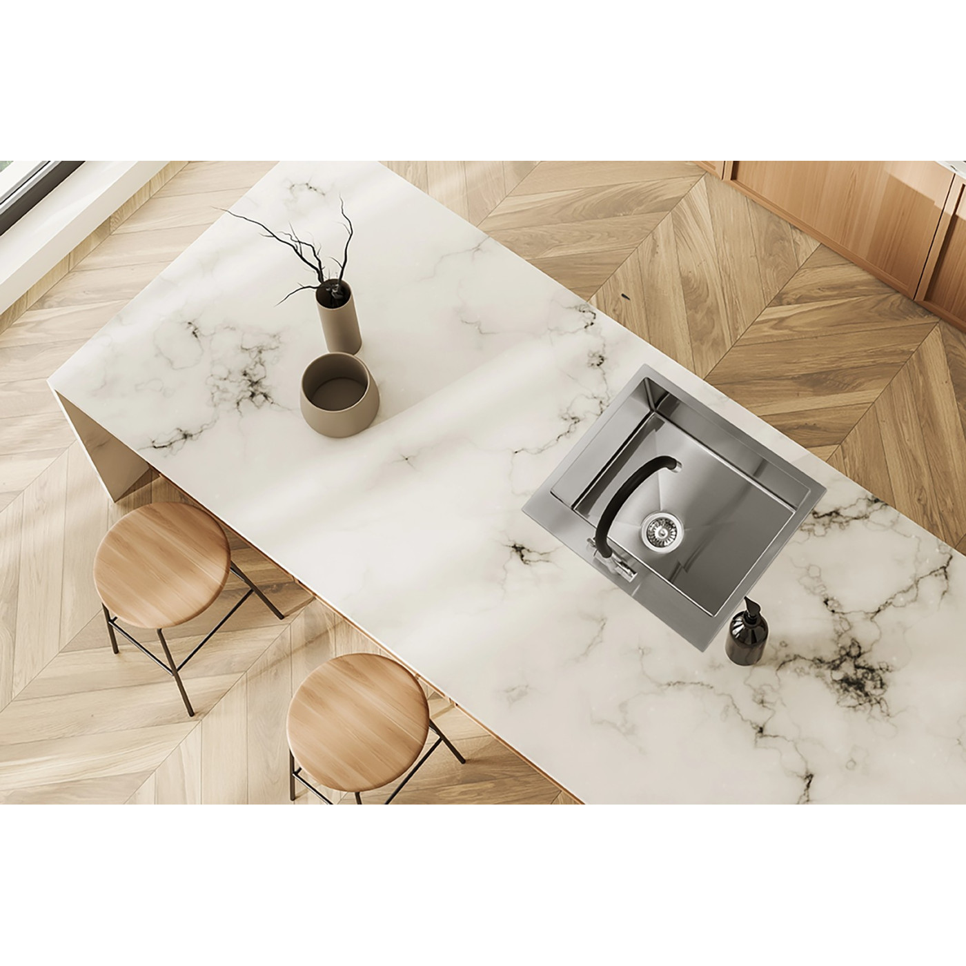 Zlewozmywak Stalowy Jednokomorowy Wpuszczany Zlew Metalowy Kuchenny MALAWI