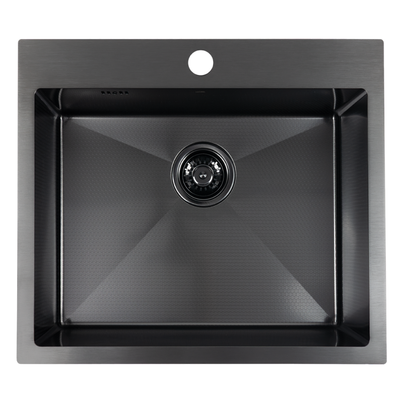 Zlewozmywak Wpuszczany Stalowy Jednokomorowy Czarny Malawi