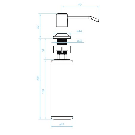 Dozownik na Płyn do Mycia Naczyń LIBRA 300ml Kuchinox Czarny