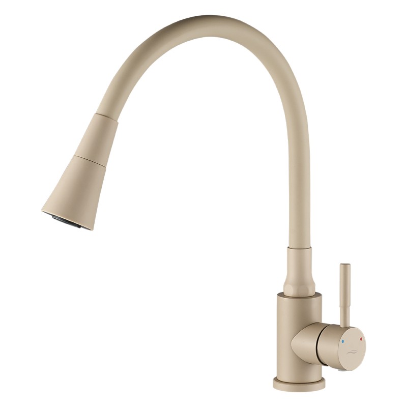 Bateria Zlewozmywakowa Stojąca Elastyczna Wylewka Beżowa SELVA Kuchinox Bateria Zlewozmywakowa Stojąca Elastyczna Wylewka Beżowa SELVA Kuchinox