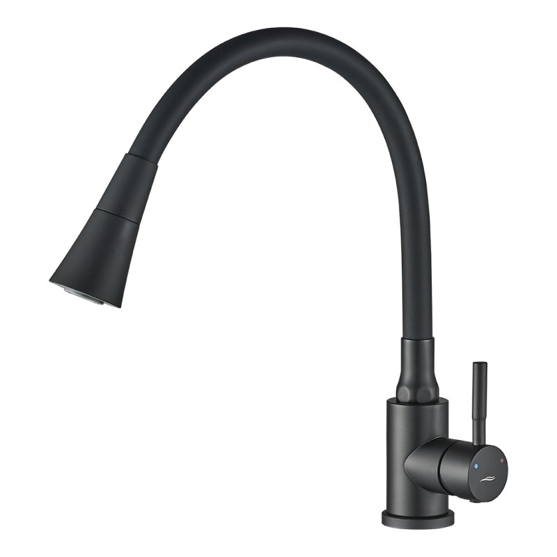 Bateria Zlewozmywakowa Stojąca Elastyczna Wylewka Czarna SELVA Kuchinox