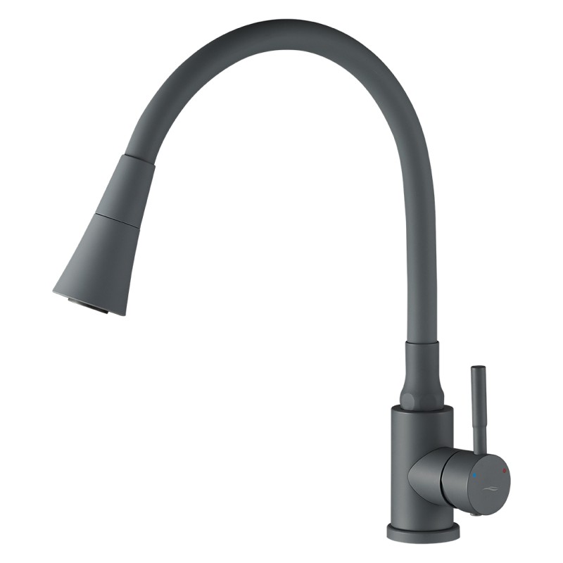 Bateria Zlewozmywakowa Stojąca Elastyczna Wylewka Szara SELVA Kuchinox Bateria Zlewozmywakowa Stojąca Elastyczna Wylewka Szara SELVA Kuchinox