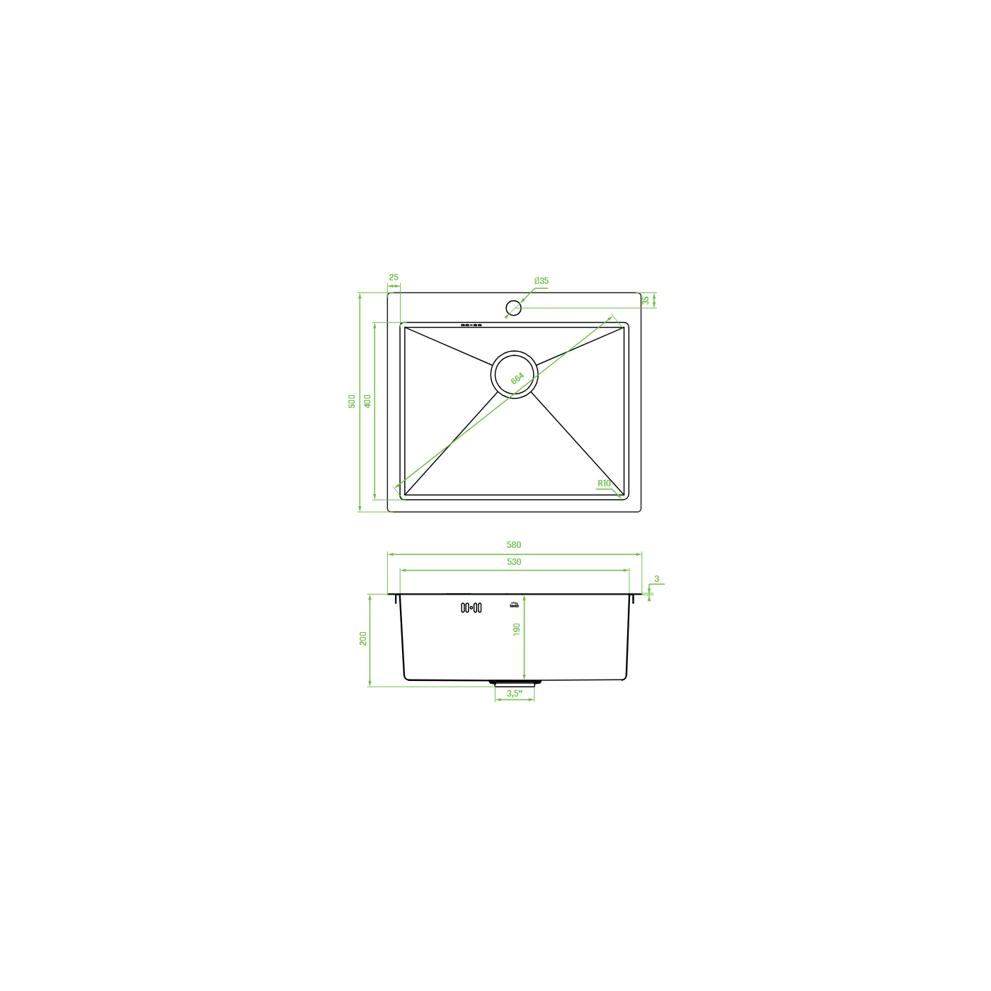 Zlew Zlewozmywak Jednokomorowy z Baterią i Syfonem Stalowy MALAWI INOX