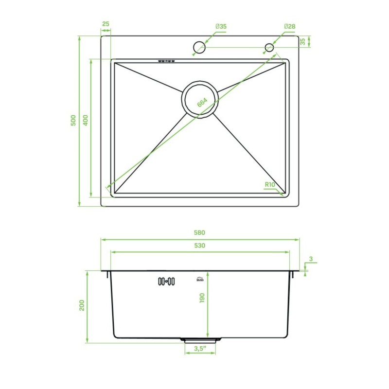 Zlew Zlewozmywak Jednokomorowy z Syfonem,Dozownikiem, Ociekaczem, Wkładką Ociekową Stalowy MALAWI INOX