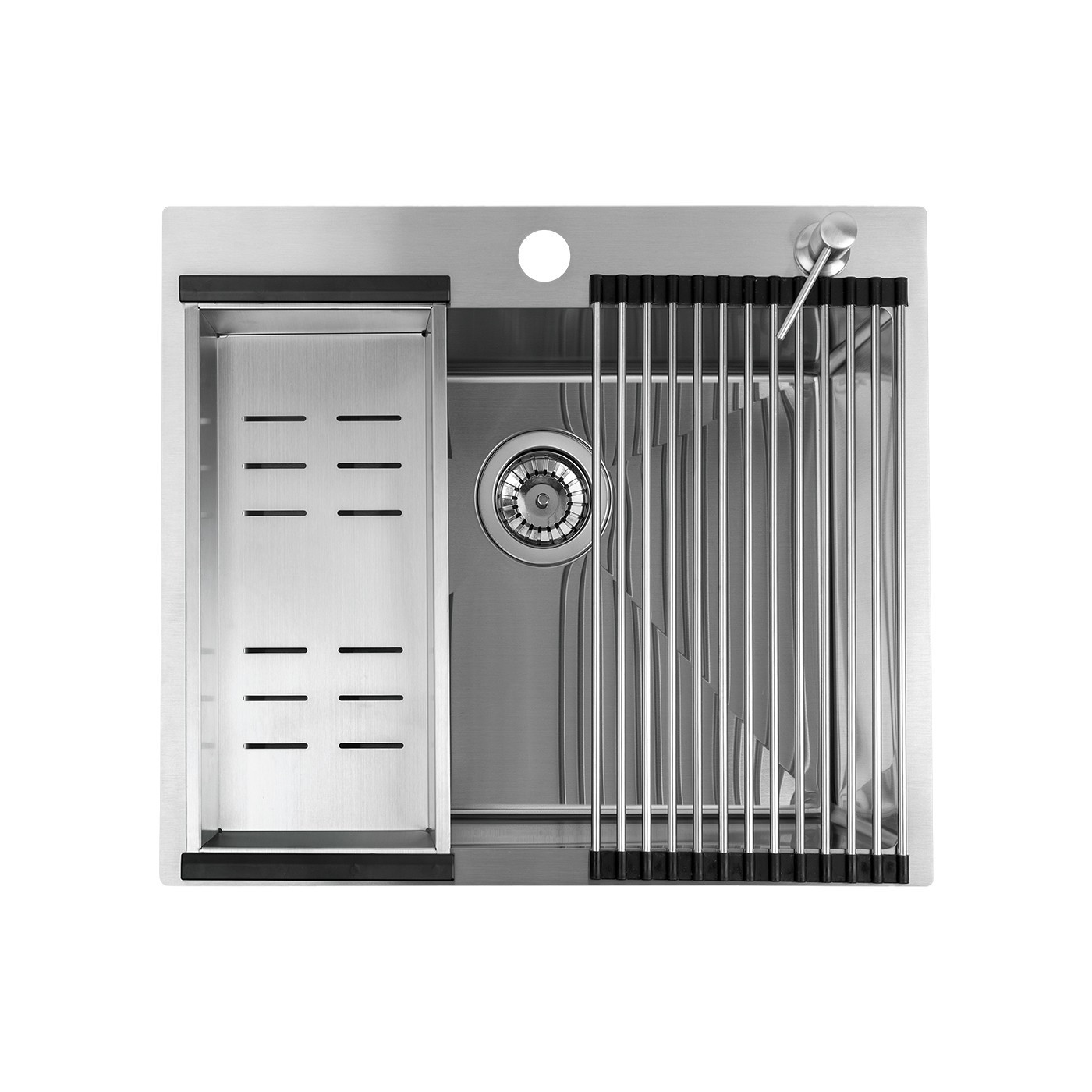 Zlewozmywak Jednokomorowy Wpuszczany 50x58cm Bateria zestaw akces. Srebrny MALAWI