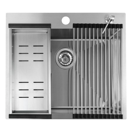 Zlewozmywak Jednokomorowy Wpuszczany 50x58cm Bateria zestaw akces. Srebrny MALAWI