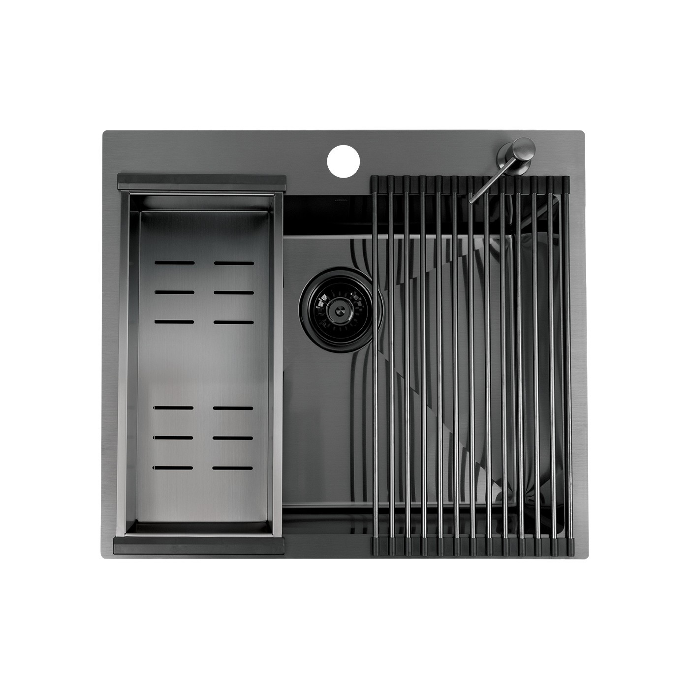 Zlewozmywak Jednokomorowy Wpuszczany 50x58cm Bateria zestaw akces. Grafit MALAWI Laveo