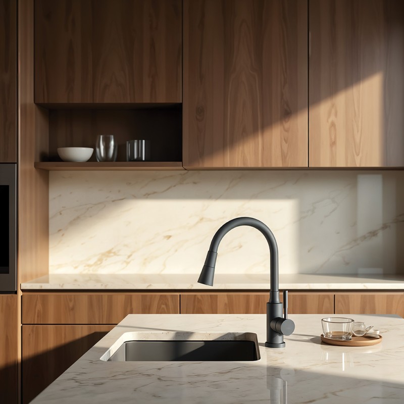 Bateria Zlewozmywakowa Stojąca Elastyczna Wylewka Szara SELVA Kuchinox Bateria Zlewozmywakowa Stojąca Elastyczna Wylewka Szara SELVA Kuchinox