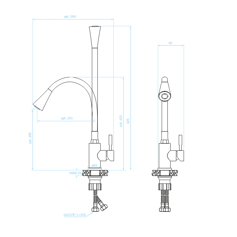 Bateria Zlewozmywakowa Stojąca Elastyczna Wylewka Beżowa SELVA Kuchinox Bateria Zlewozmywakowa Stojąca Elastyczna Wylewka Beżowa SELVA Kuchinox