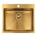 Zlew Zlewozmywak Jednokomorowy z Syfonem,Dozownikiem, Ociekaczem, Wkładką Ociekową Stalowy MALAWI Złoty