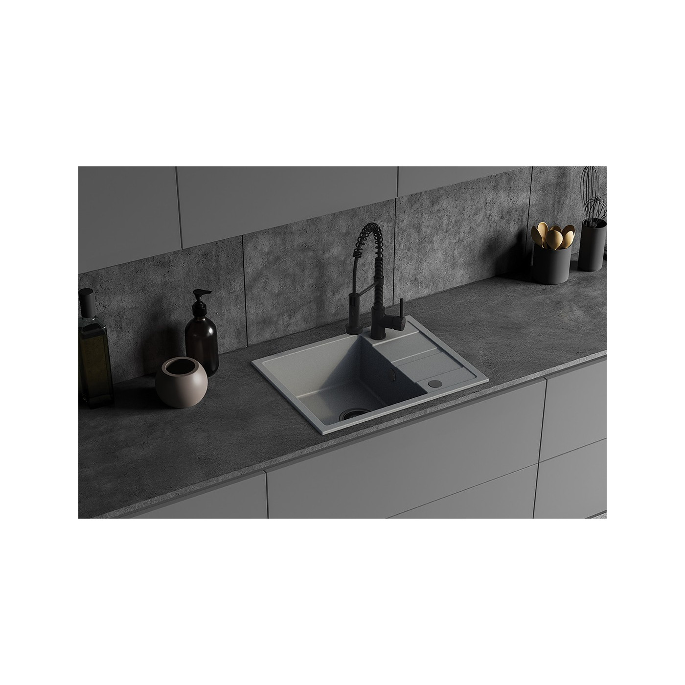 Bateria Zlewozmywakowa Stojąca Sprężyna LOCO Czarna Kuchinox