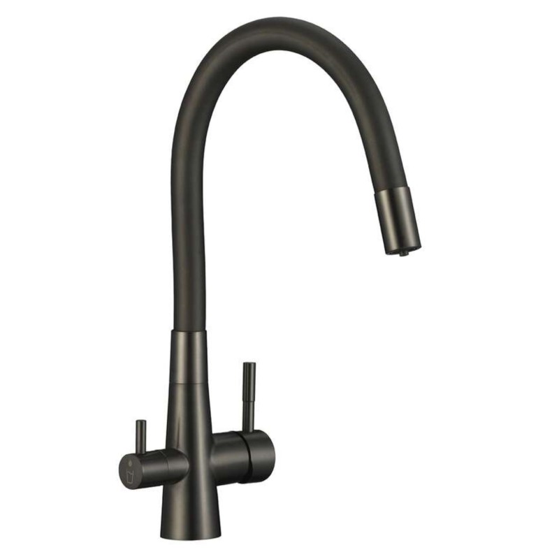 Zlew Zlewozmywak Jednokomorowy z Syfonem i Baterią filtrującą Stalowy Granitowy