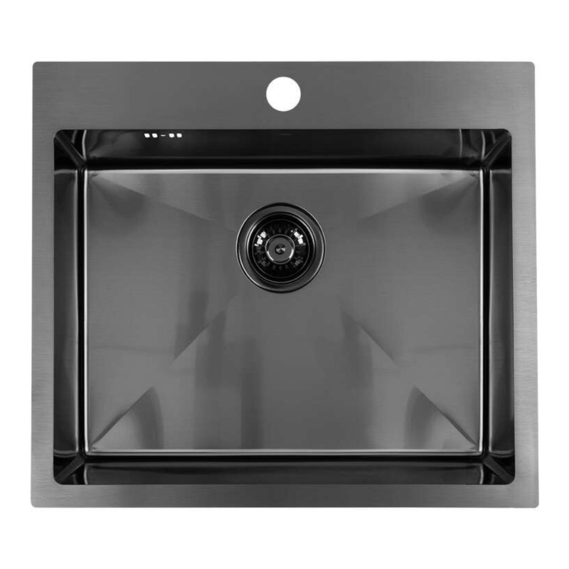 Zlew Zlewozmywak Jednokomorowy z Syfonem i Baterią filtrującą Stalowy Granitowy