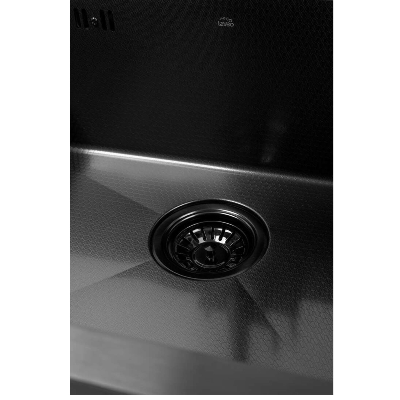 Zlew Zlewozmywak Jednokomorowy z Syfonem i Baterią filtrującą Stalowy Honeycomb Czarny