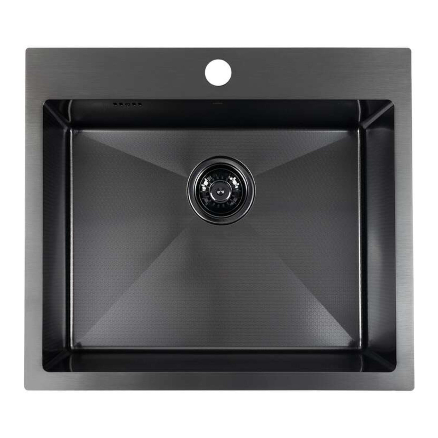 Zlew Zlewozmywak Jednokomorowy z Syfonem i Baterią filtrującą Stalowy Honeycomb Czarny