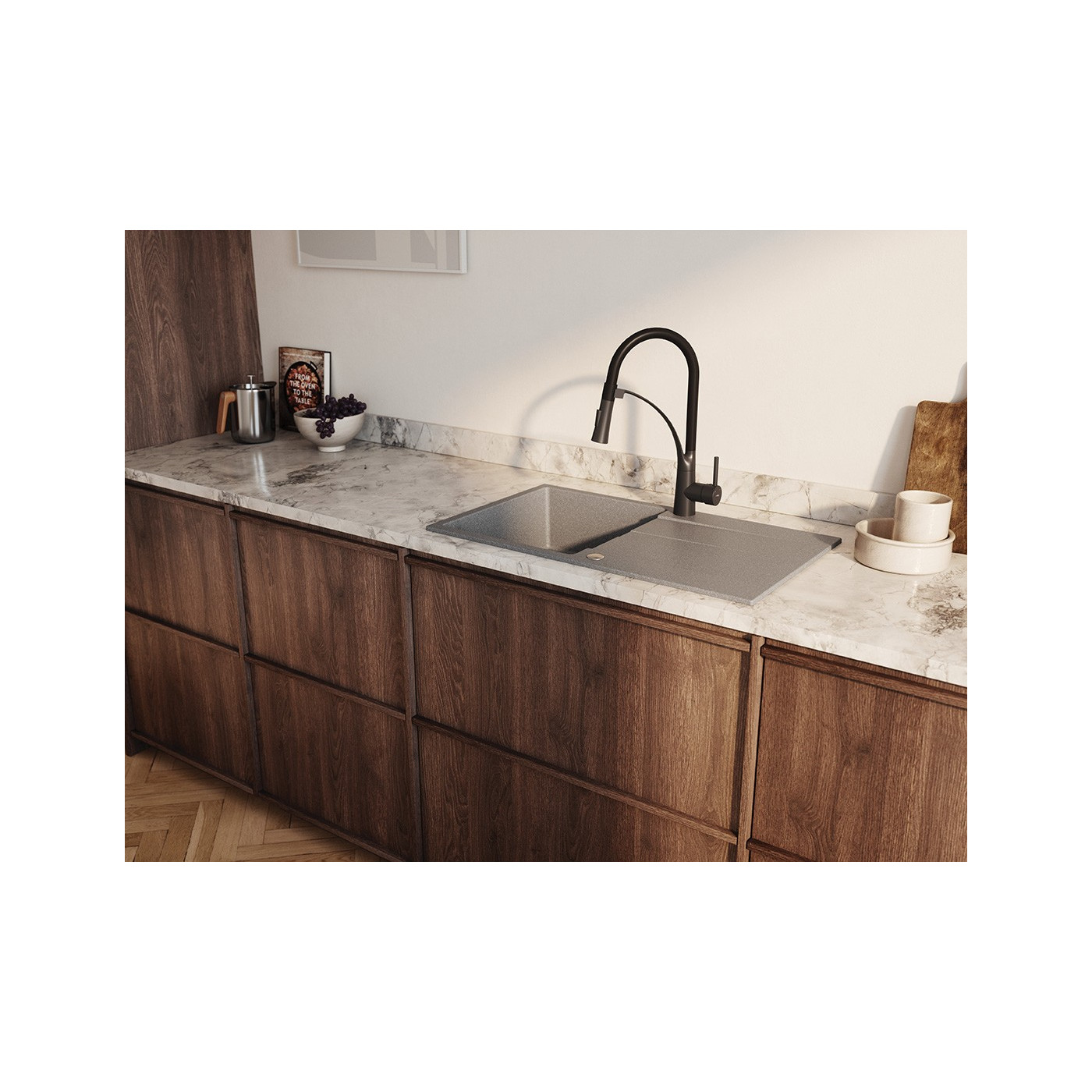 Bateria Zlewozmywakowa Stojąca z wylewką U OLOR Grafit Kuchinox Bateria Zlewozmywakowa Stojąca z wylewką U OLOR Grafit Kuchinox