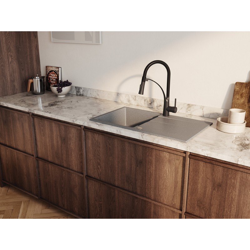 Bateria Zlewozmywakowa Stojąca z wylewką U OLOR Grafit Kuchinox Bateria Zlewozmywakowa Stojąca z wylewką U OLOR Grafit Kuchinox