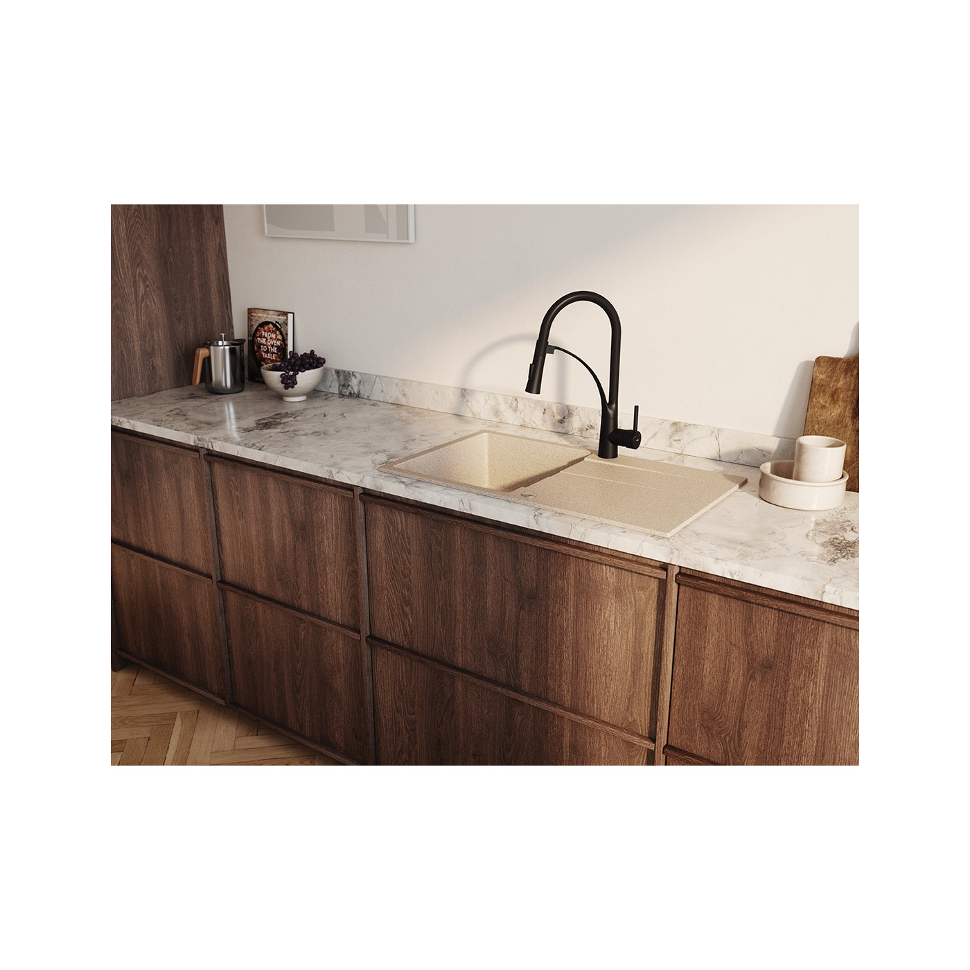 Bateria Zlewozmywakowa Stojąca z wylewką U OLOR Czarna Kuchinox Bateria Zlewozmywakowa Stojąca z wylewką U OLOR Czarna Kuchinox