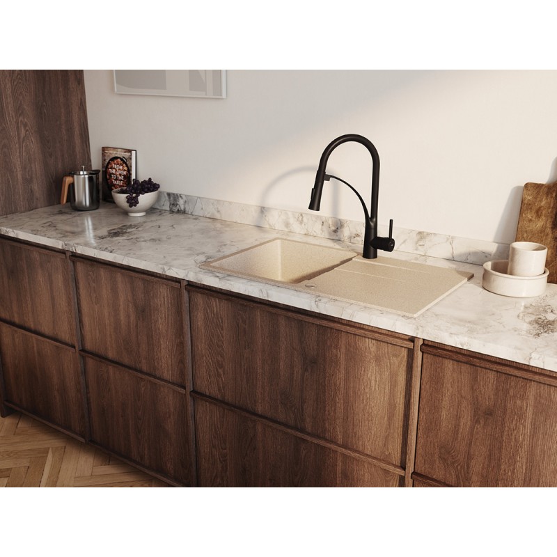 Bateria Zlewozmywakowa Stojąca z wylewką U OLOR Czarna Kuchinox Bateria Zlewozmywakowa Stojąca z wylewką U OLOR Czarna Kuchinox