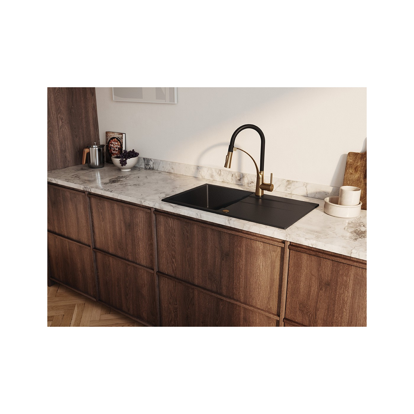 Bateria Zlewozmywakowa Stojąca z wylewką U OLOR Złota Kuchinox Bateria Zlewozmywakowa Stojąca z wylewką U OLOR Złota Kuchinox