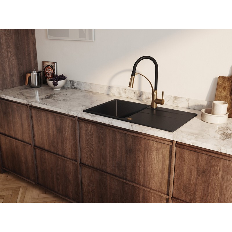 Bateria Zlewozmywakowa Stojąca z wylewką U OLOR Złota Kuchinox Bateria Zlewozmywakowa Stojąca z wylewką U OLOR Złota Kuchinox