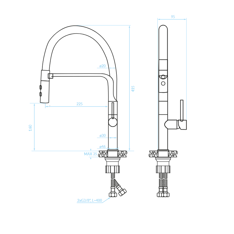 Bateria Zlewozmywakowa Stojąca z Wylewką U SILUETTO Bateria Zlewozmywakowa Stojąca z Wylewką U SILUETTO