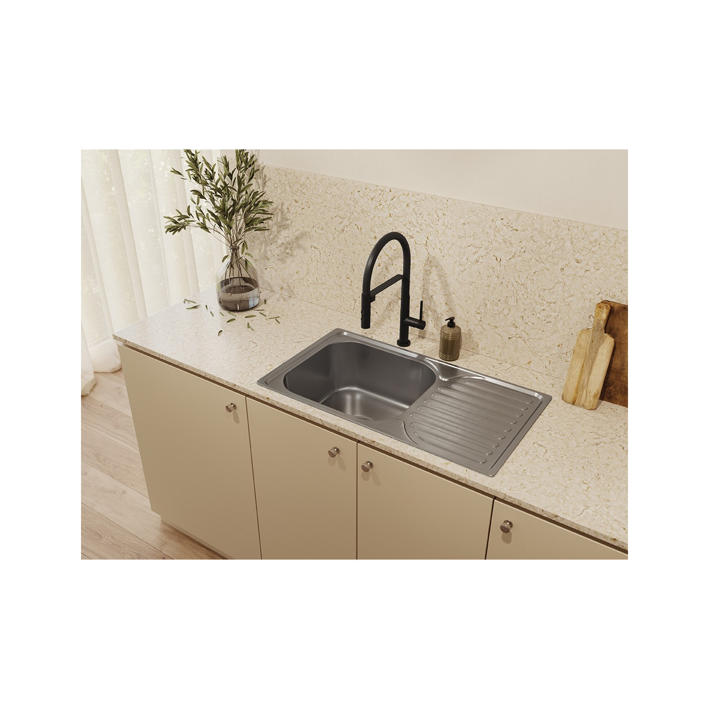 Bateria Zlewozmywakowa Stojąca z wylewką U SILUETTO Czarna Kuchinox Bateria Zlewozmywakowa Stojąca z wylewką U SILUETTO Czarna Kuchinox